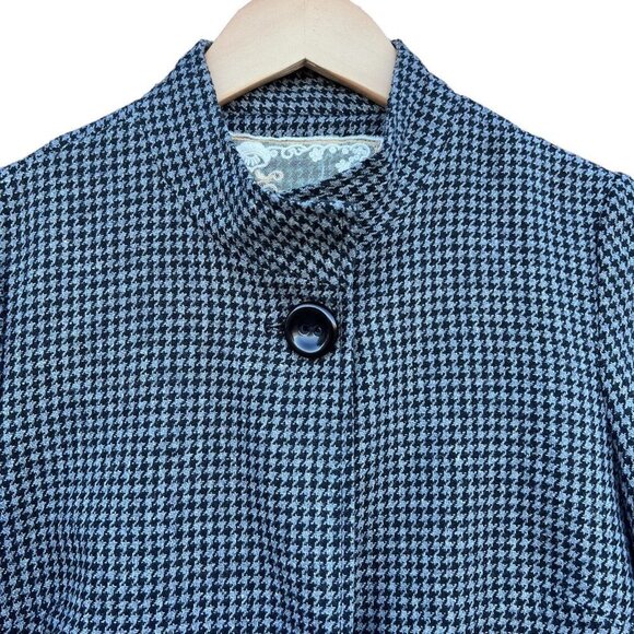 Emmelee Pea Coat Gray Houndstooth Collared Jacket Size M - Picture 5 of 10